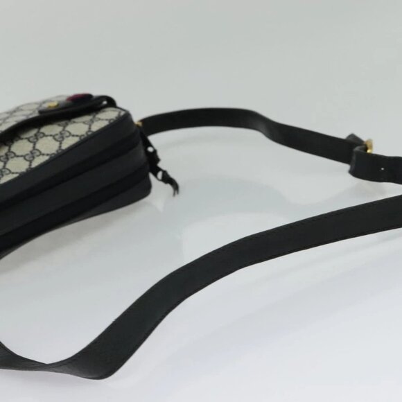 GUCCI GG Supreme Sherry Line Shoulder Bag PVC Navy Gold - Picture 6 of 15